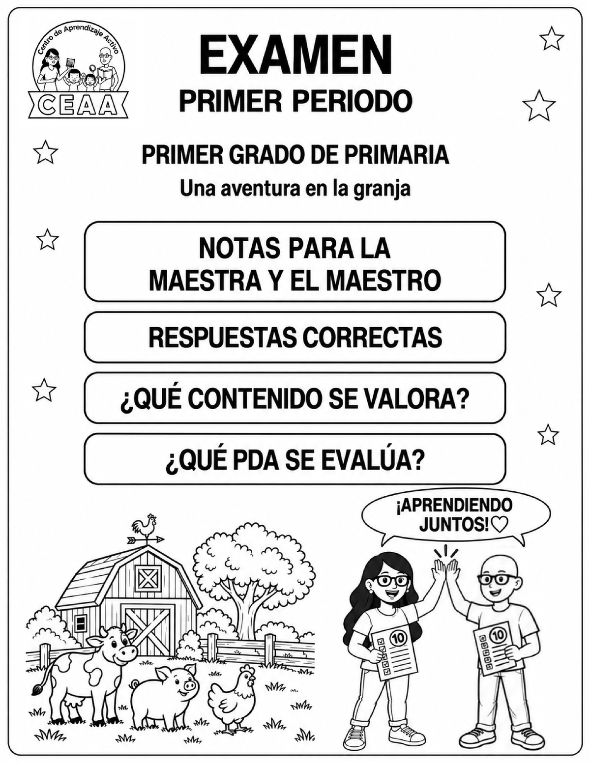 Examen 1er Grado de Primaria - Primer Periodo