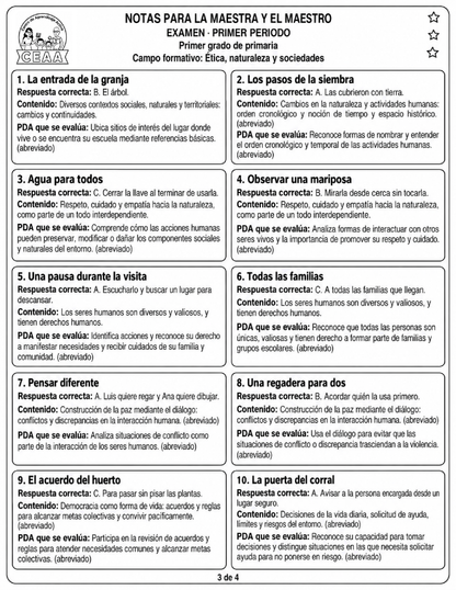 Examen 1er Grado de Primaria - Primer Periodo