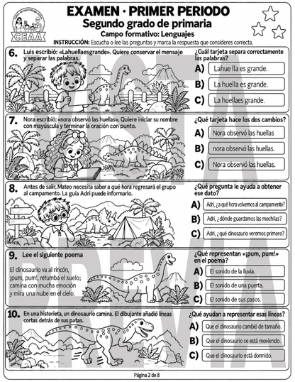 Examen 2do Grado de Primaria - Primer Periodo