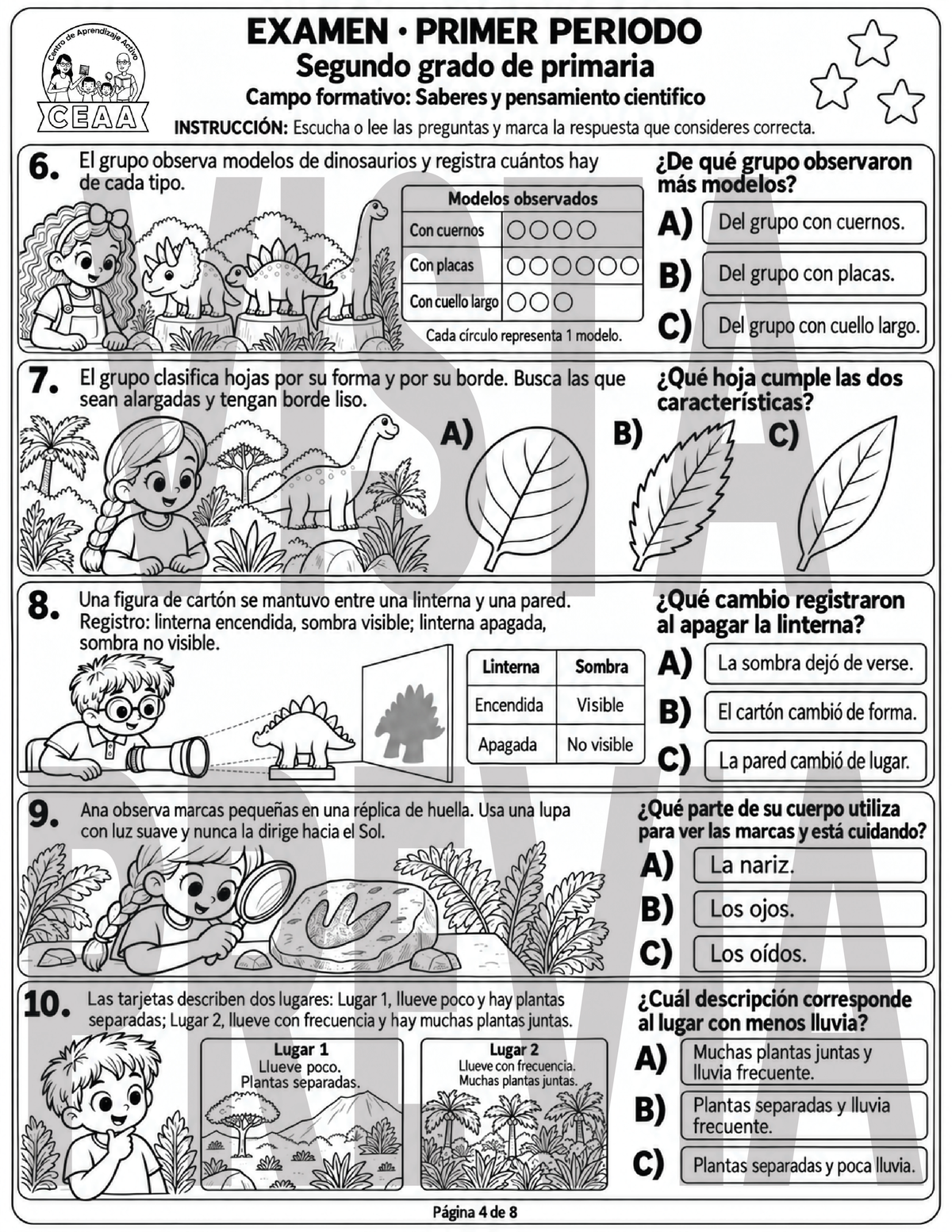 Examen 2do Grado de Primaria - Primer Periodo