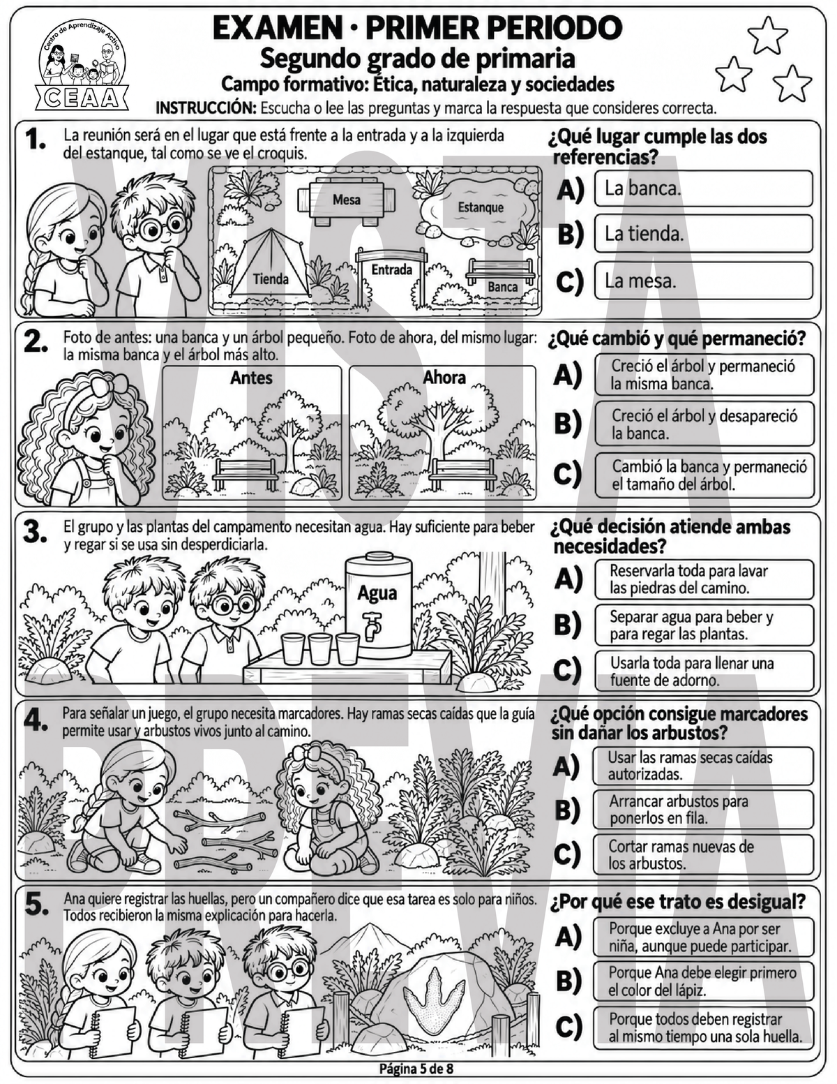 Examen 2do Grado de Primaria - Primer Periodo