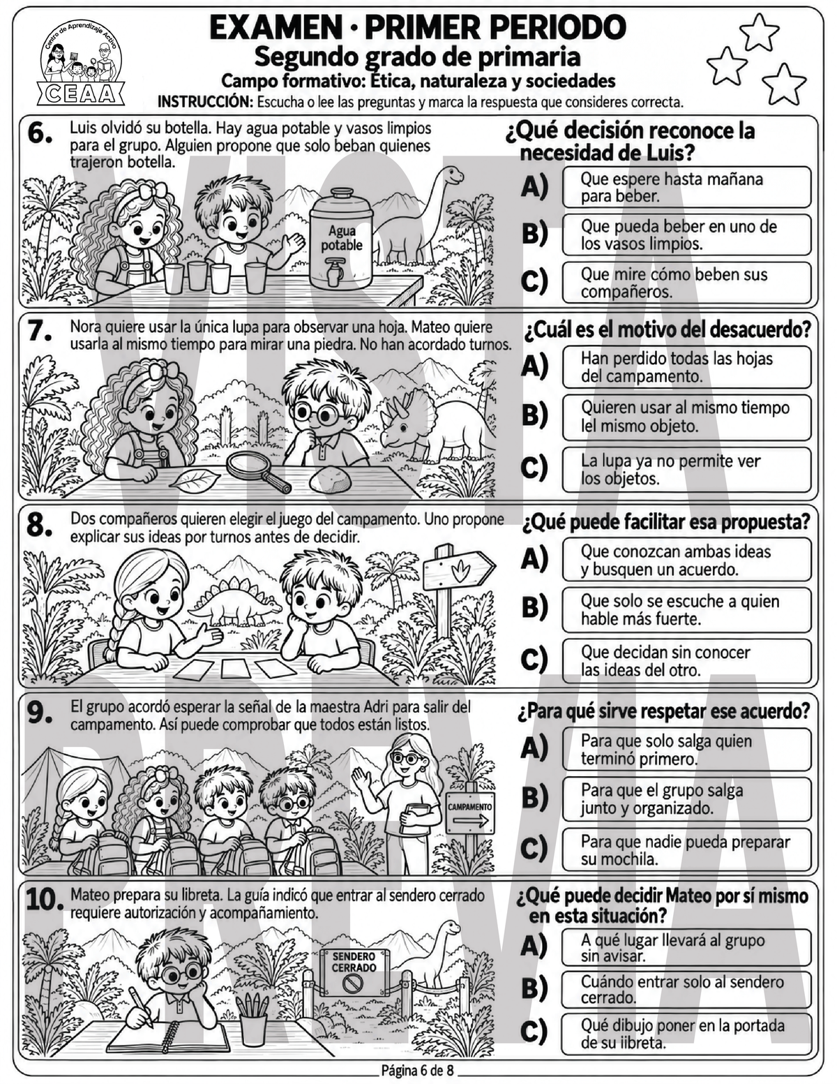 Examen 2do Grado de Primaria - Primer Periodo