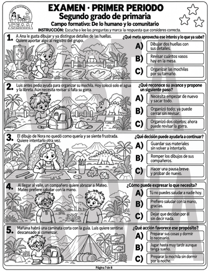 Examen 2do Grado de Primaria - Primer Periodo