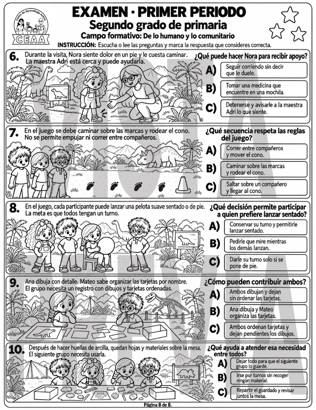 Examen 2do Grado de Primaria - Primer Periodo