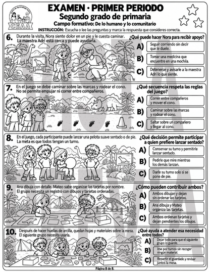 Examen 2do Grado de Primaria - Primer Periodo