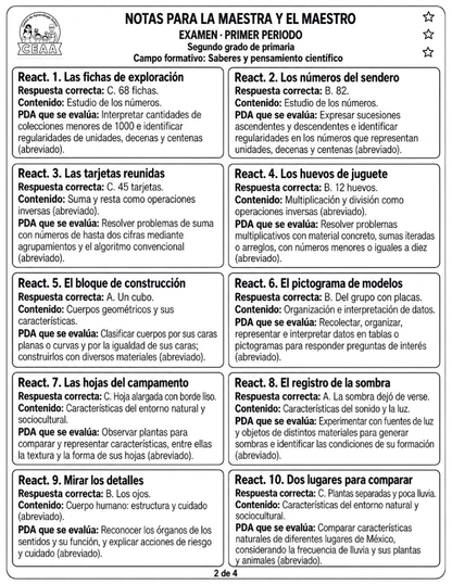 Examen 2do Grado de Primaria - Primer Periodo