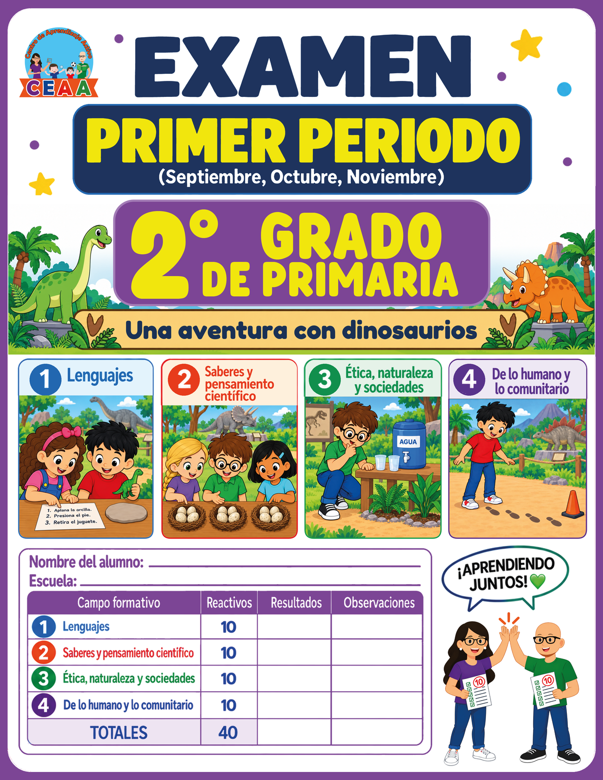 Examen 2do Grado de Primaria - Primer Periodo