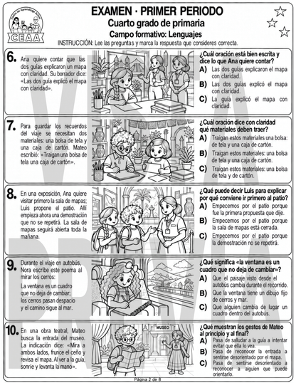 Examen 4to Grado de Primaria - Primer Periodo (Septiembre, Octubre, Noviembre)