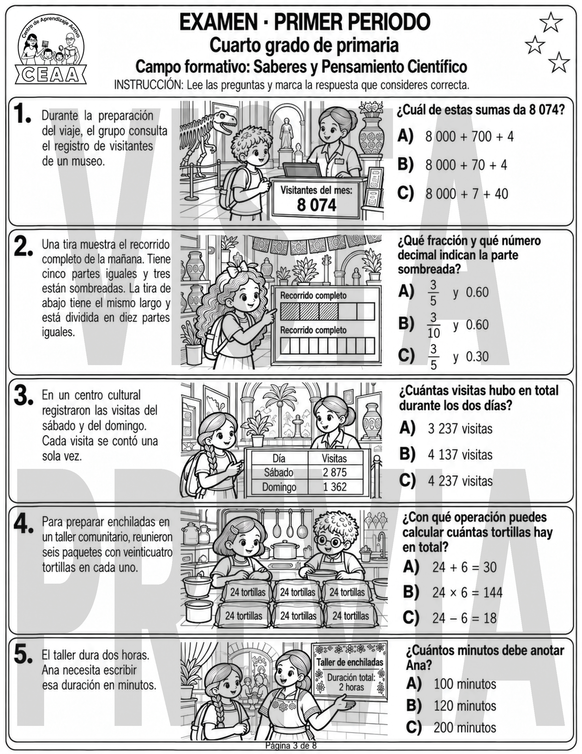 Examen 4to Grado de Primaria - Primer Periodo (Septiembre, Octubre, Noviembre)
