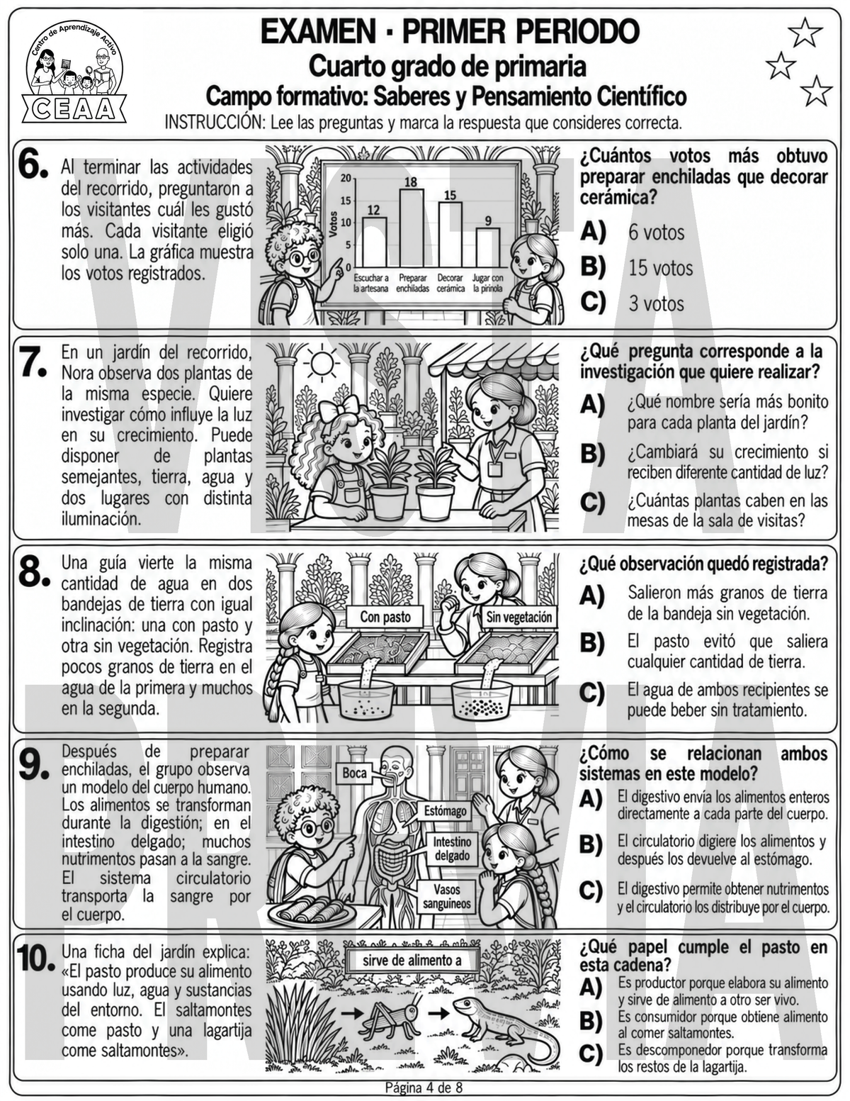 Examen 4to Grado de Primaria - Primer Periodo (Septiembre, Octubre, Noviembre)