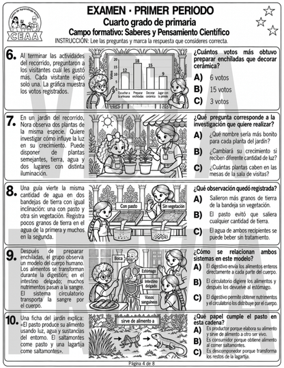Examen 4to Grado de Primaria - Primer Periodo (Septiembre, Octubre, Noviembre)