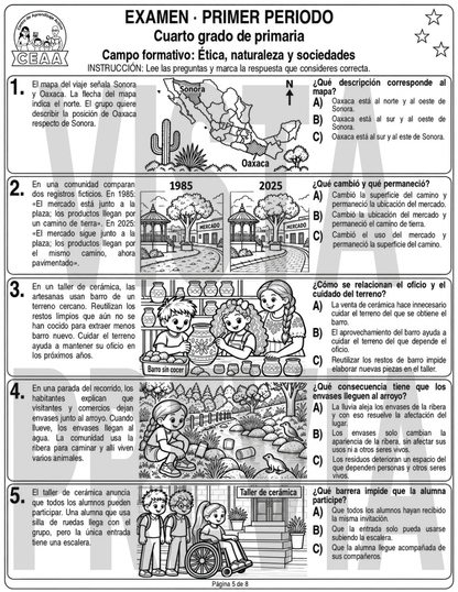 Examen 4to Grado de Primaria - Primer Periodo (Septiembre, Octubre, Noviembre)