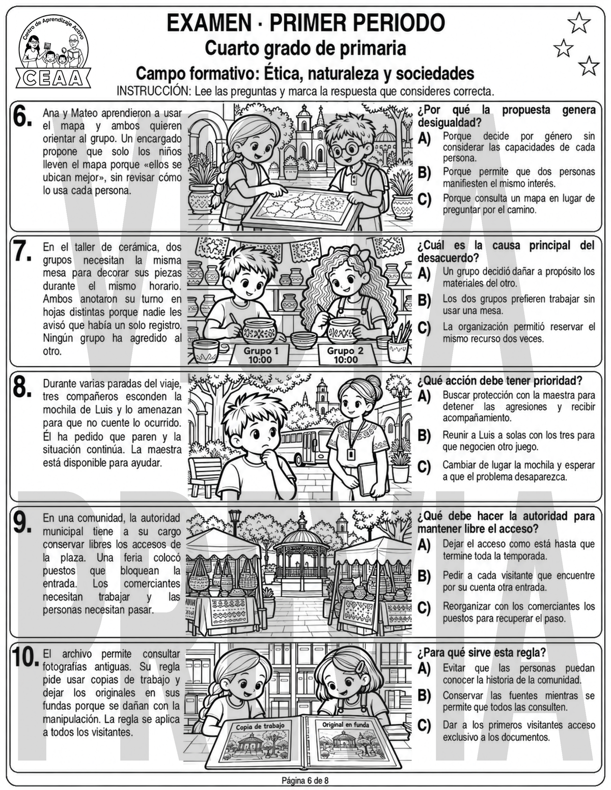 Examen 4to Grado de Primaria - Primer Periodo (Septiembre, Octubre, Noviembre)