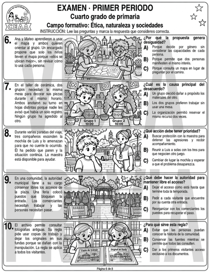 Examen 4to Grado de Primaria - Primer Periodo (Septiembre, Octubre, Noviembre)