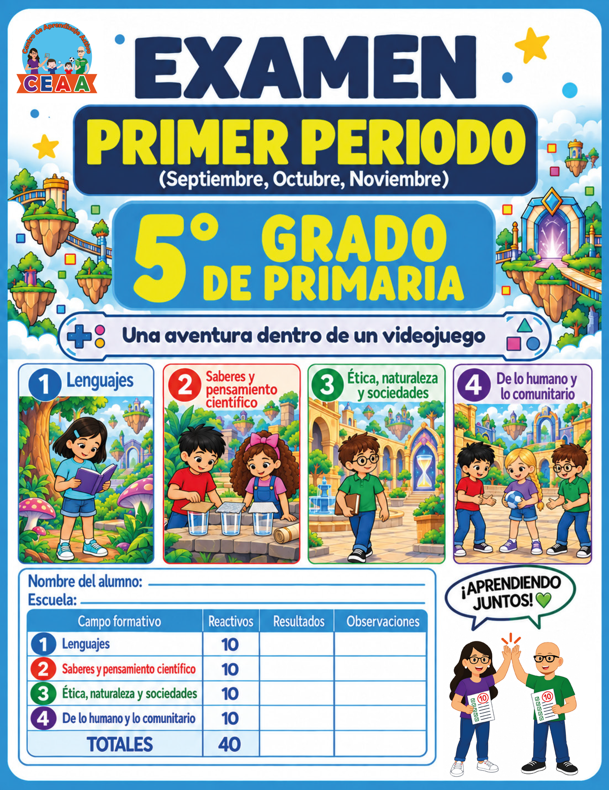 Examen 5to Grado de Primaria - Primer Periodo (Septiembre, Octubre, Noviembre)