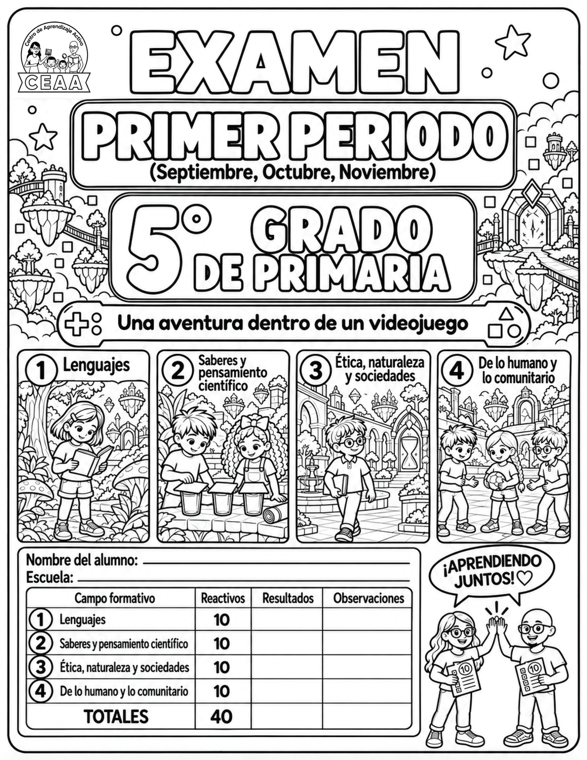 Examen 5to Grado de Primaria - Primer Periodo (Septiembre, Octubre, Noviembre)