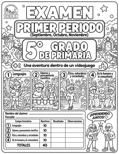 Examen 5to Grado de Primaria - Primer Periodo (Septiembre, Octubre, Noviembre)