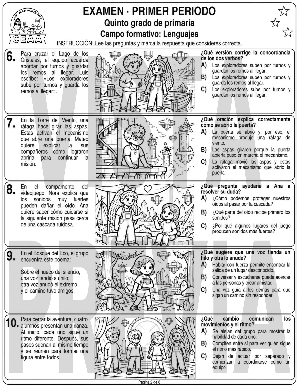 Examen 5to Grado de Primaria - Primer Periodo (Septiembre, Octubre, Noviembre)