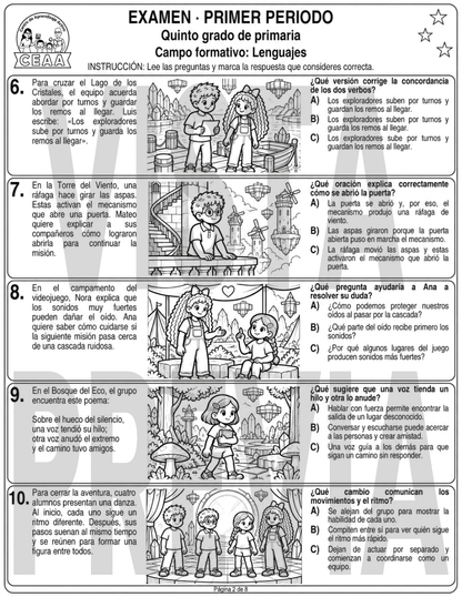 Examen 5to Grado de Primaria - Primer Periodo (Septiembre, Octubre, Noviembre)