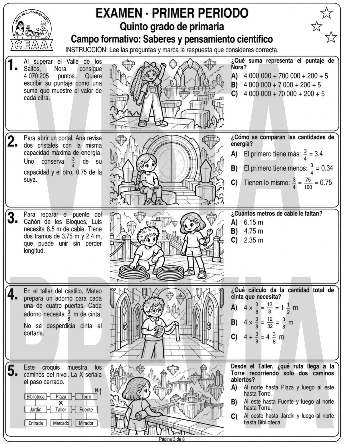 Examen 5to Grado de Primaria - Primer Periodo (Septiembre, Octubre, Noviembre)