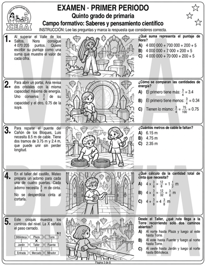 Examen 5to Grado de Primaria - Primer Periodo (Septiembre, Octubre, Noviembre)
