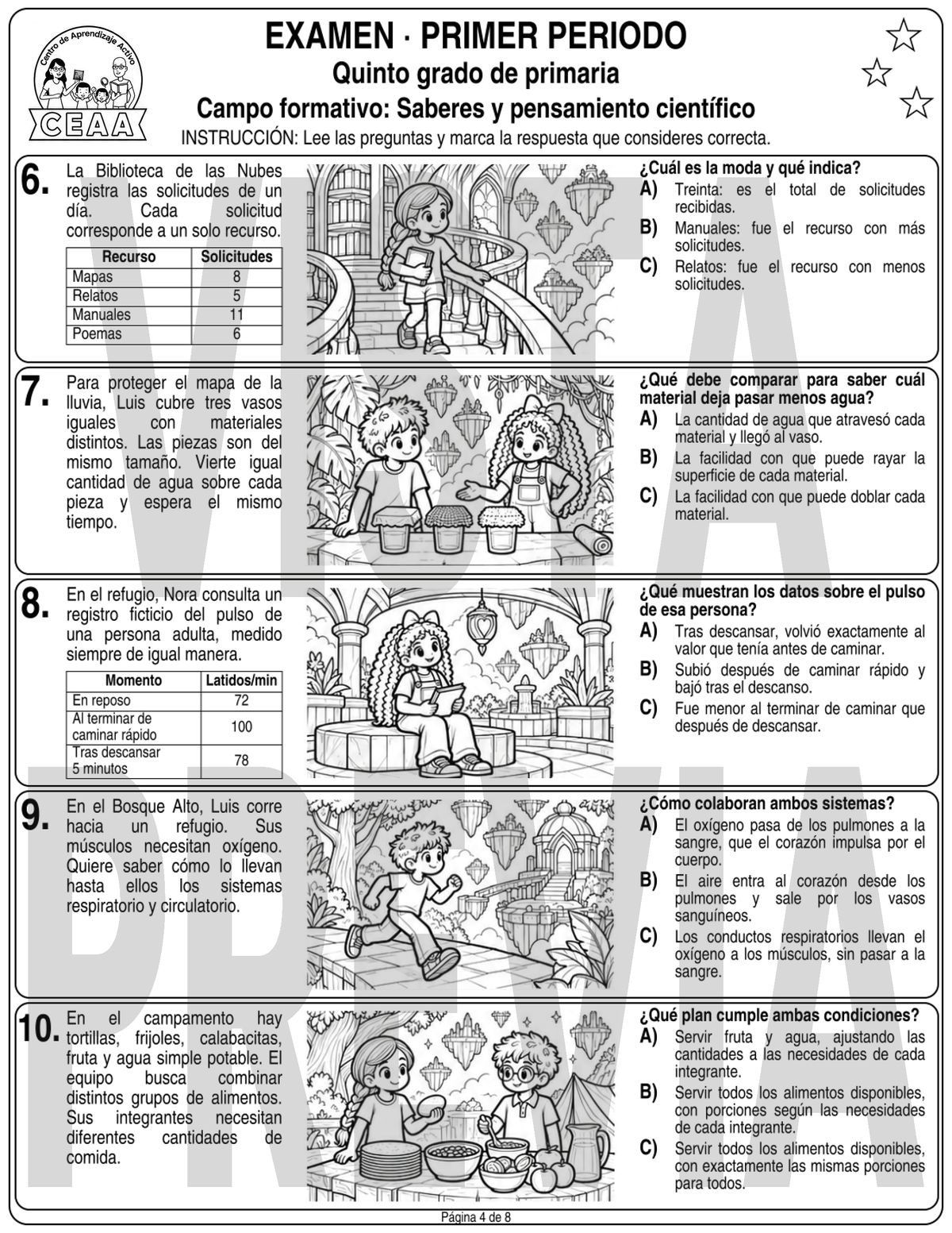 Examen 5to Grado de Primaria - Primer Periodo (Septiembre, Octubre, Noviembre)
