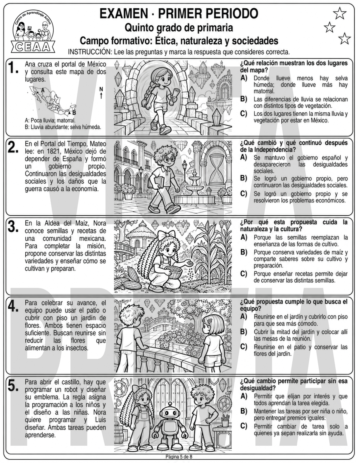 Examen 5to Grado de Primaria - Primer Periodo (Septiembre, Octubre, Noviembre)