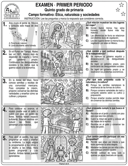 Examen 5to Grado de Primaria - Primer Periodo (Septiembre, Octubre, Noviembre)