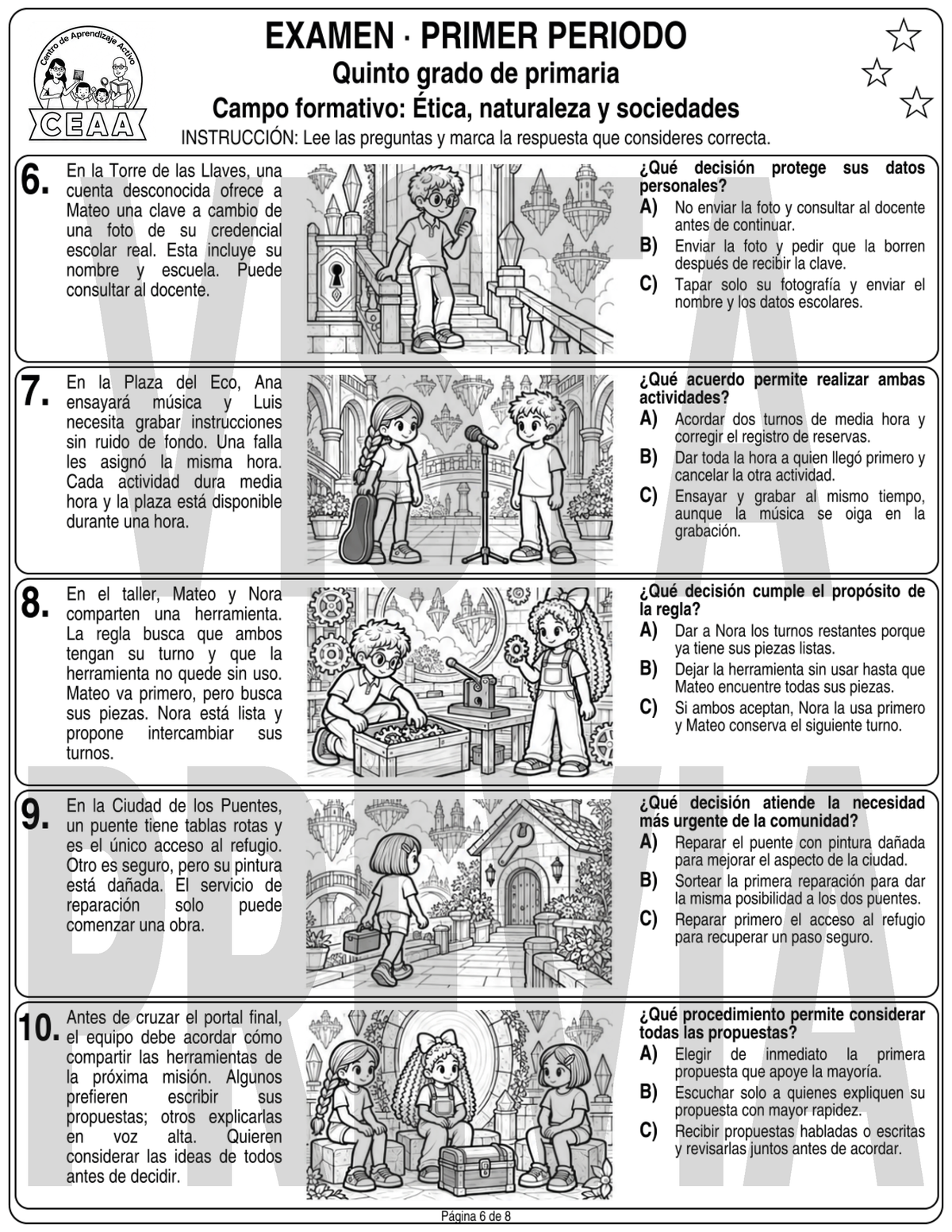 Examen 5to Grado de Primaria - Primer Periodo (Septiembre, Octubre, Noviembre)