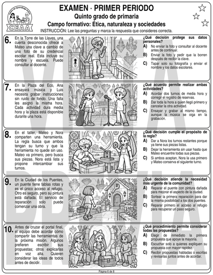 Examen 5to Grado de Primaria - Primer Periodo (Septiembre, Octubre, Noviembre)