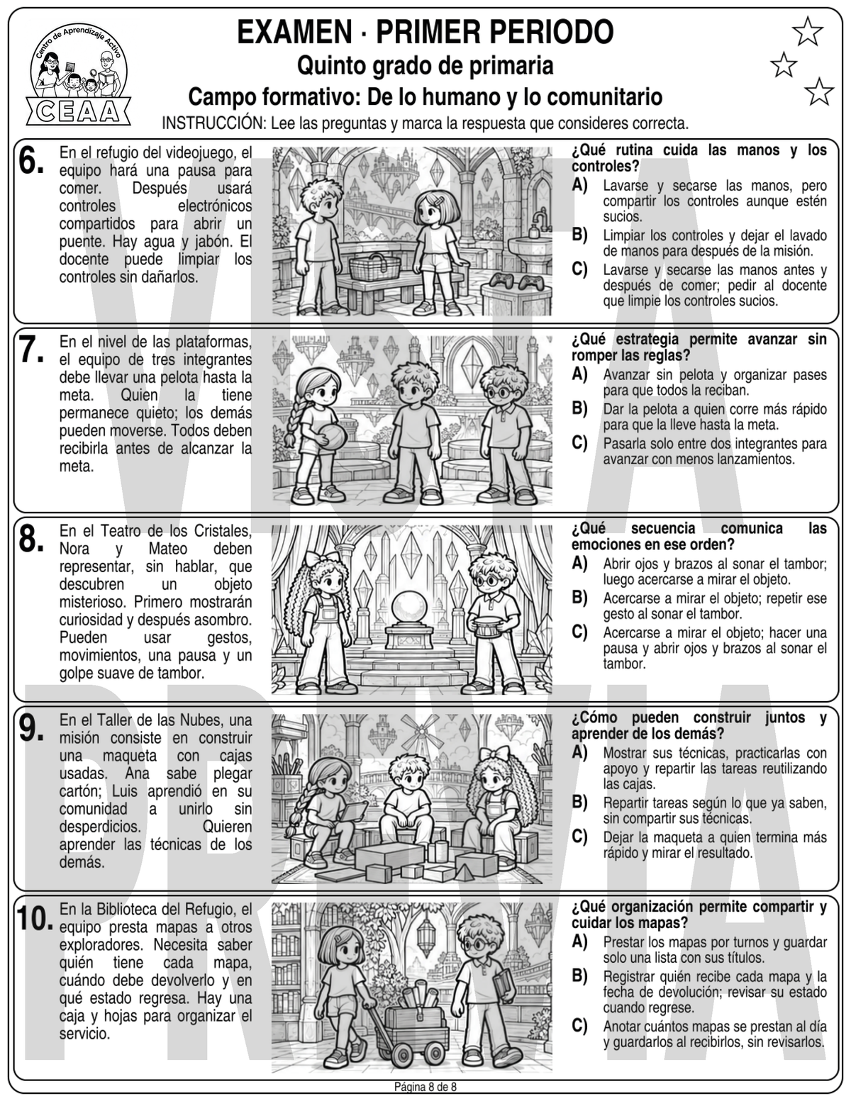 Examen 5to Grado de Primaria - Primer Periodo (Septiembre, Octubre, Noviembre)