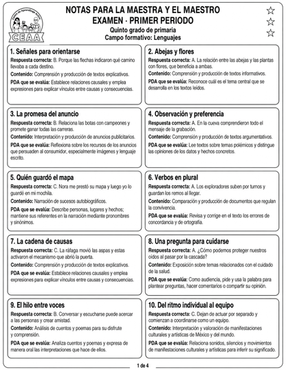 Examen 5to Grado de Primaria - Primer Periodo (Septiembre, Octubre, Noviembre)