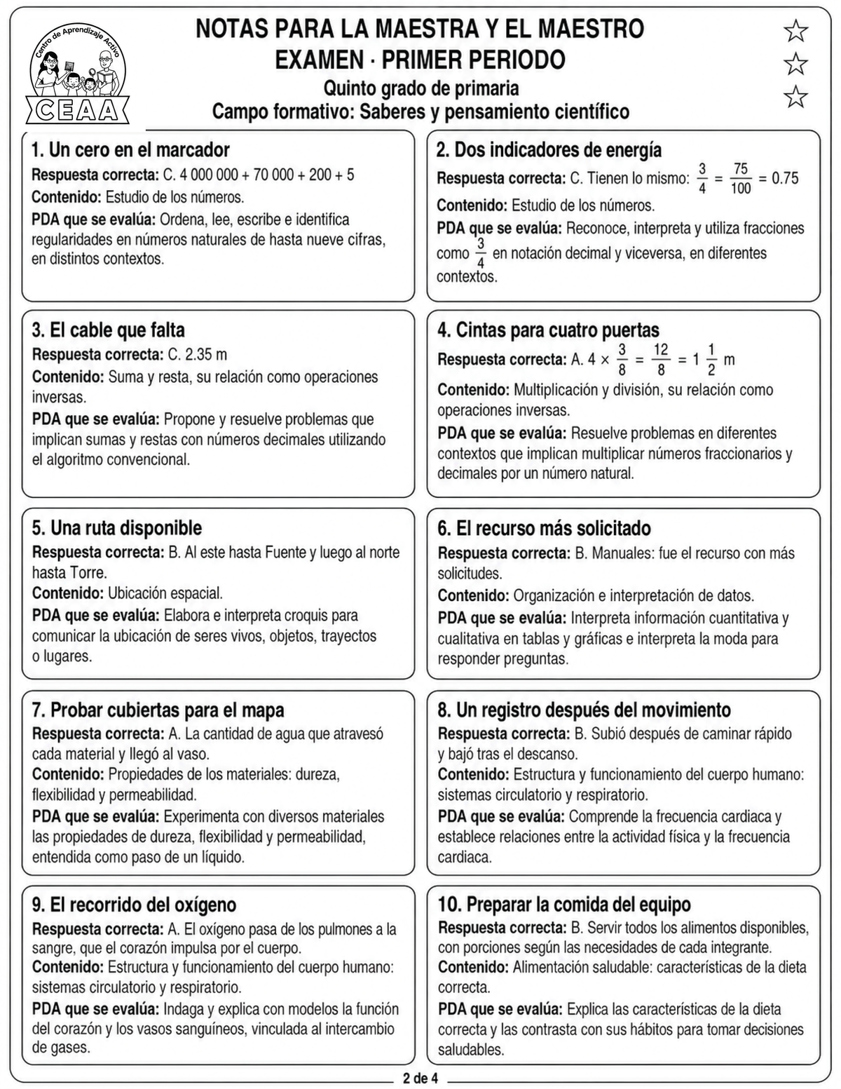 Examen 5to Grado de Primaria - Primer Periodo (Septiembre, Octubre, Noviembre)