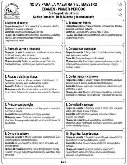Examen 5to Grado de Primaria - Primer Periodo (Septiembre, Octubre, Noviembre)