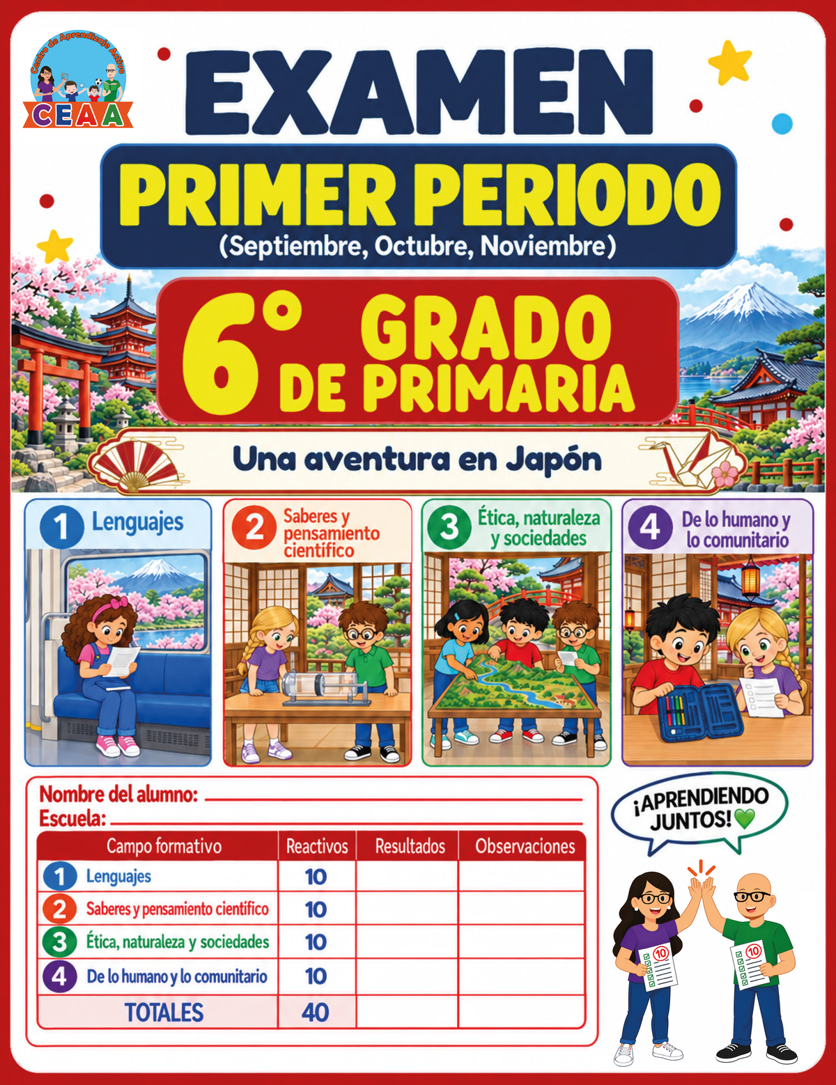 Examen 6to Grado de Primaria - Primer Periodo (Septiembre, Octubre, Noviembre)