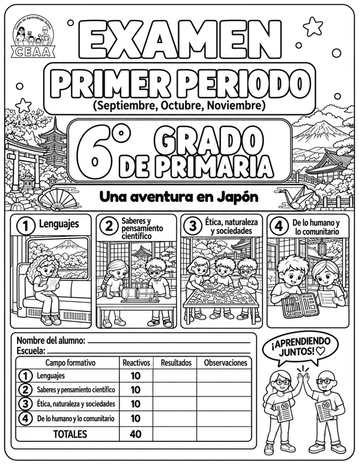 Examen 6to Grado de Primaria - Primer Periodo (Septiembre, Octubre, Noviembre)