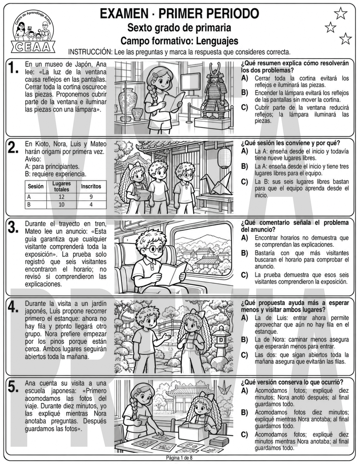 Examen 6to Grado de Primaria - Primer Periodo (Septiembre, Octubre, Noviembre)