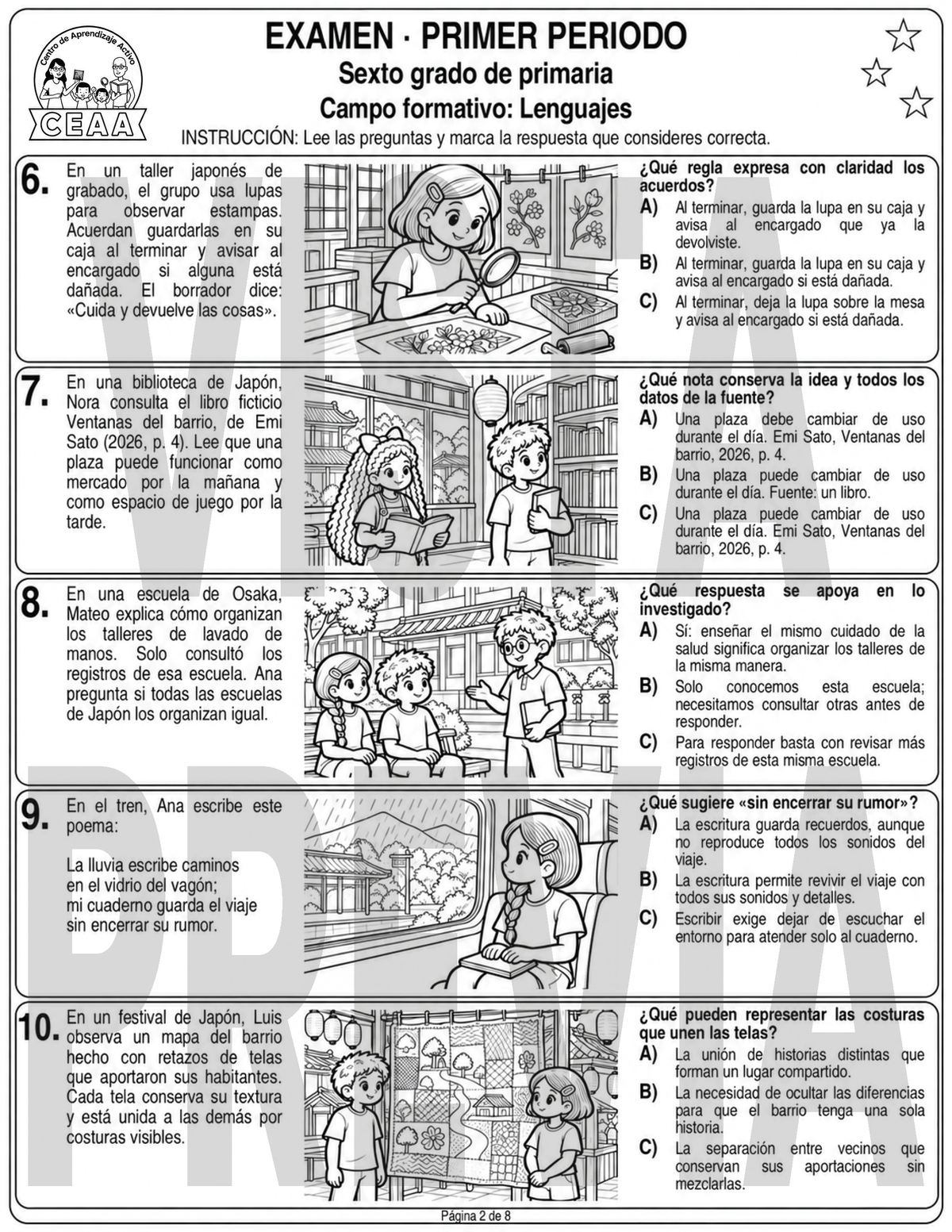 Examen 6to Grado de Primaria - Primer Periodo (Septiembre, Octubre, Noviembre)