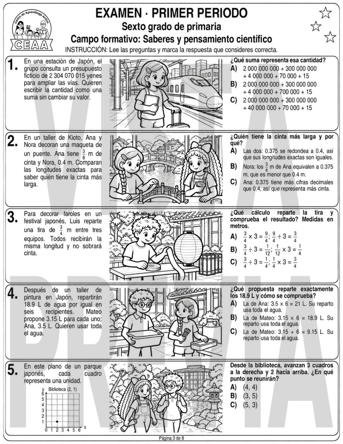 Examen 6to Grado de Primaria - Primer Periodo (Septiembre, Octubre, Noviembre)