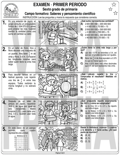 Examen 6to Grado de Primaria - Primer Periodo (Septiembre, Octubre, Noviembre)
