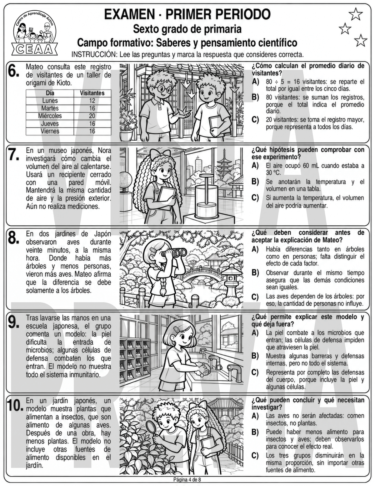 Examen 6to Grado de Primaria - Primer Periodo (Septiembre, Octubre, Noviembre)