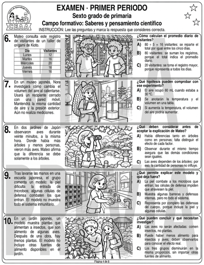 Examen 6to Grado de Primaria - Primer Periodo (Septiembre, Octubre, Noviembre)
