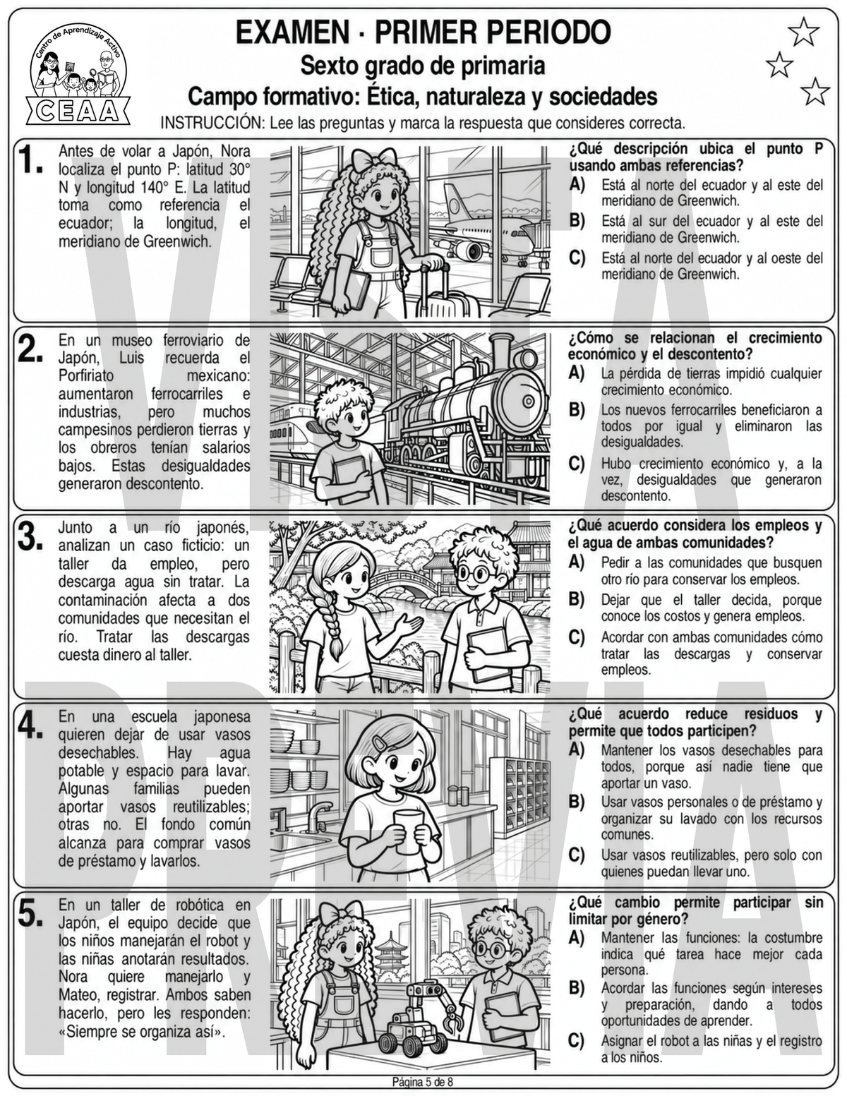 Examen 6to Grado de Primaria - Primer Periodo (Septiembre, Octubre, Noviembre)