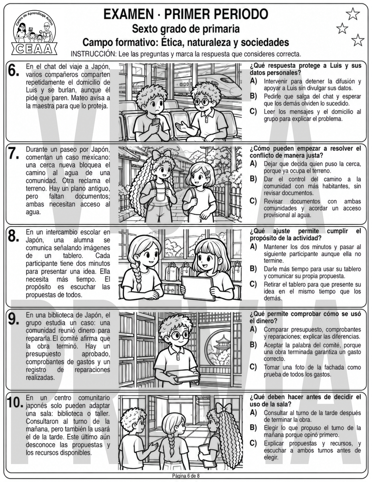 Examen 6to Grado de Primaria - Primer Periodo (Septiembre, Octubre, Noviembre)