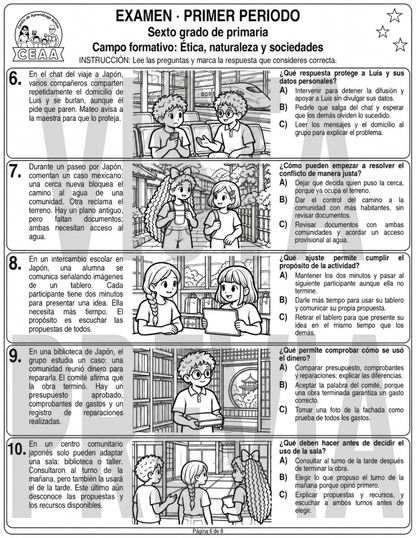 Examen 6to Grado de Primaria - Primer Periodo (Septiembre, Octubre, Noviembre)