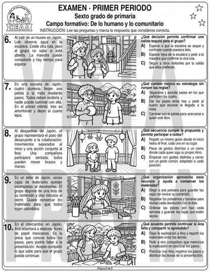 Examen 6to Grado de Primaria - Primer Periodo (Septiembre, Octubre, Noviembre)