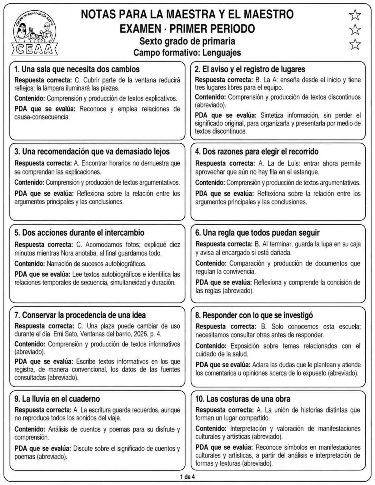 Examen 6to Grado de Primaria - Primer Periodo (Septiembre, Octubre, Noviembre)