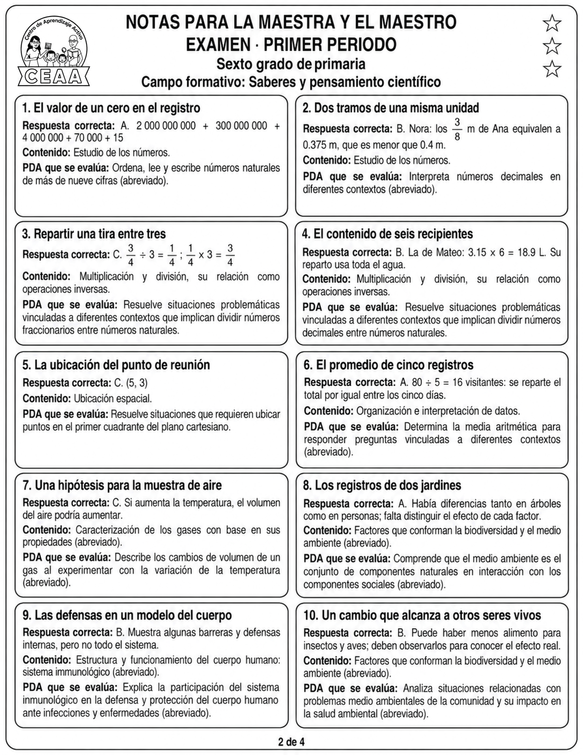 Examen 6to Grado de Primaria - Primer Periodo (Septiembre, Octubre, Noviembre)