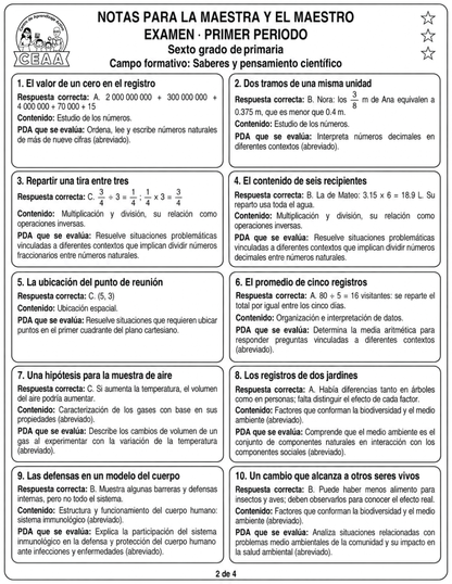 Examen 6to Grado de Primaria - Primer Periodo (Septiembre, Octubre, Noviembre)