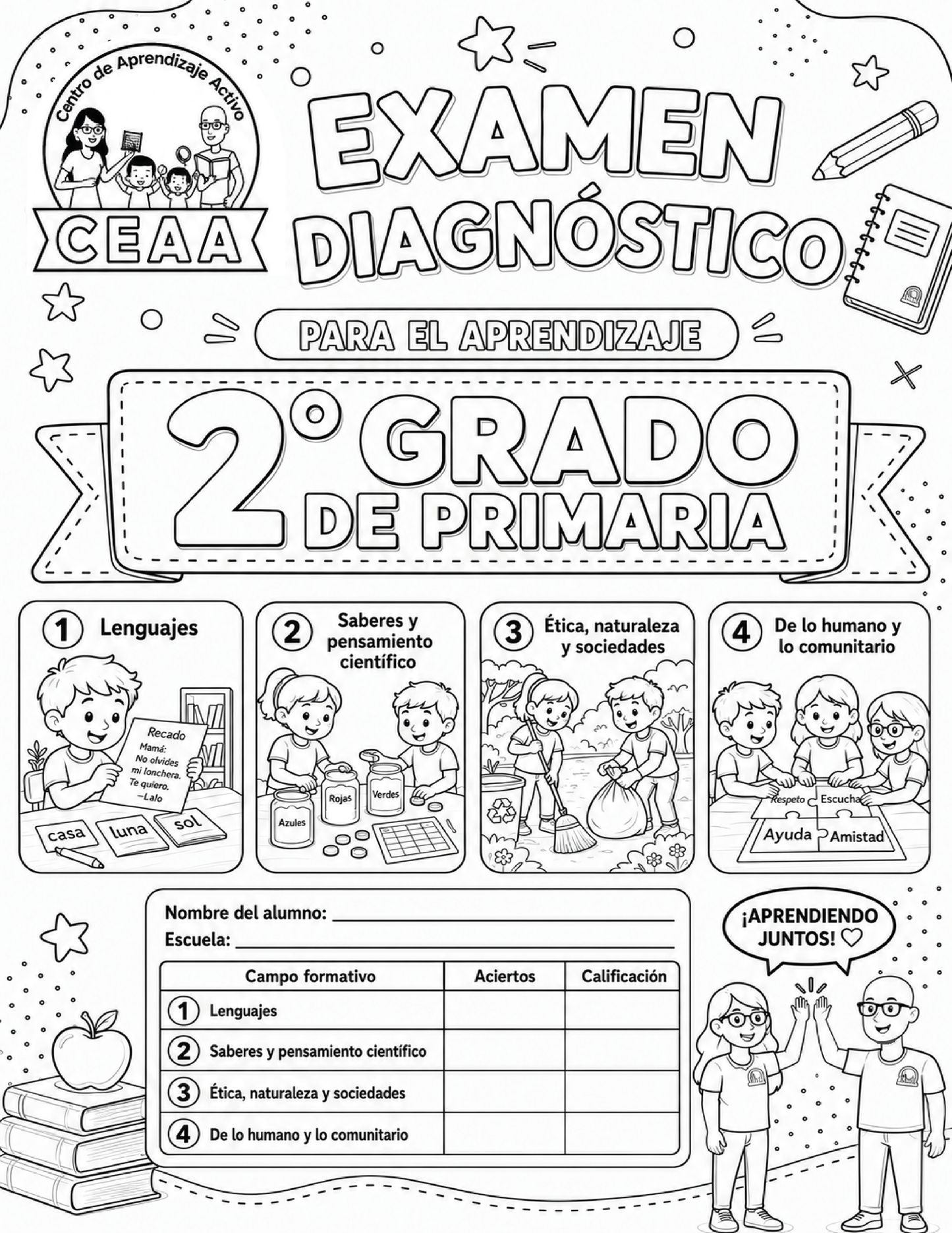 Examen Diagnóstico 2° Grado de Primaria en PDF